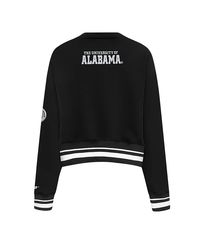 Pro Standard Women's Black Alabama Crimson Tide Cultivated-Pearl Cropped Pullover Sweatshirt