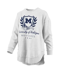 Pressbox Women's Heather Gray Michigan Wolverines Field Day Melange Poncho Pullover Sweatshirt