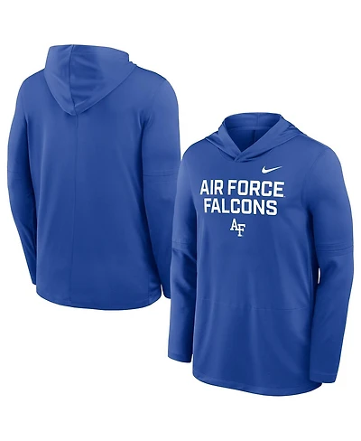 Nike Men's Royal Air Force Falcons 2025 Sideline Dri-fit Long Sleeve Hoodie T-Shirt