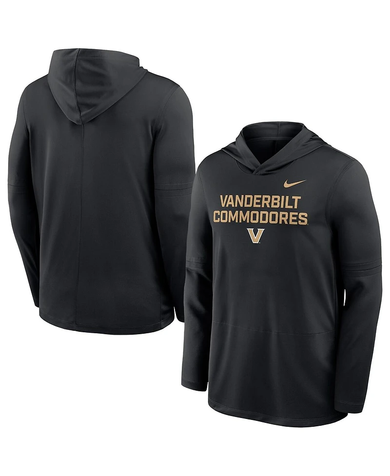 Nike Men's Black Vanderbilt Commodores 2025 Sideline Dri-fit Long Sleeve Hoodie T-Shirt