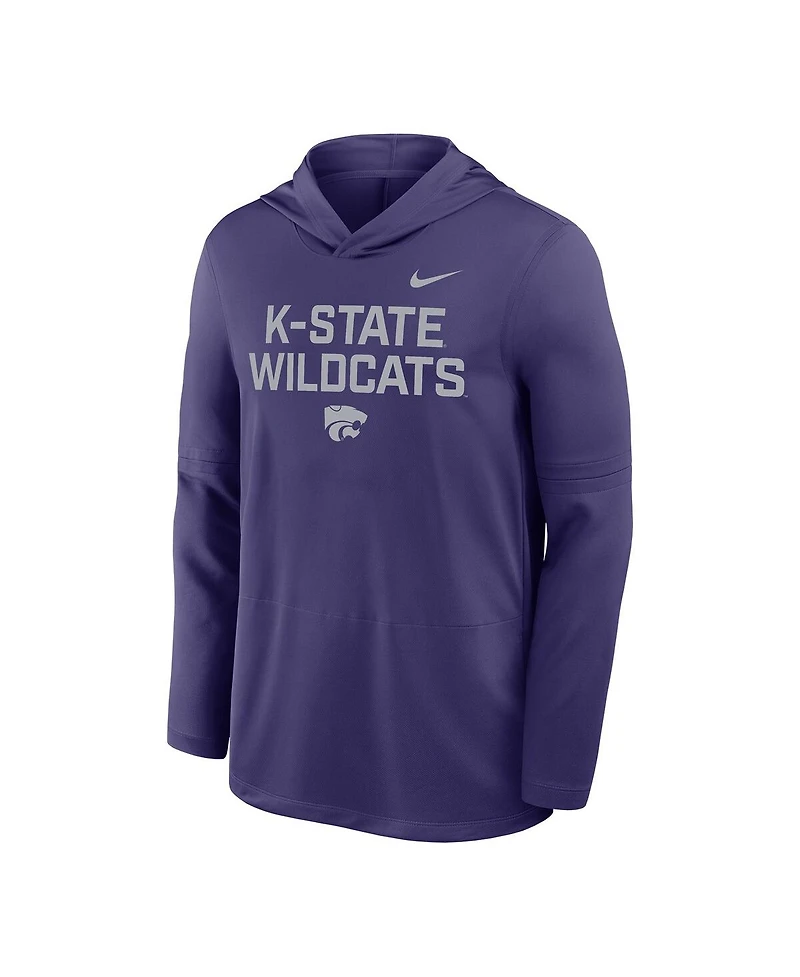 Nike Men's Purple Kansas State Wildcats 2025 Sideline Dri-fit Long Sleeve Hoodie T-Shirt