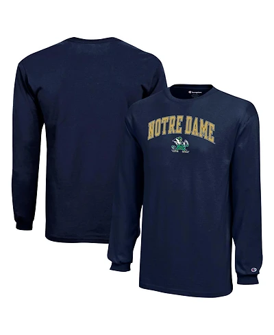 Champion Big Boys and Girls Navy Notre Dame Fighting Irish Arch Over Logo Long Sleeve T-Shirt