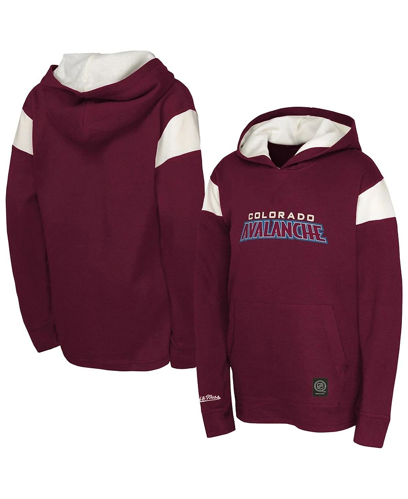 Mitchell & Ness Big Boys and Girls Burgundy Colorado Avalanche Thermal Lightweight Pullover Hoodie