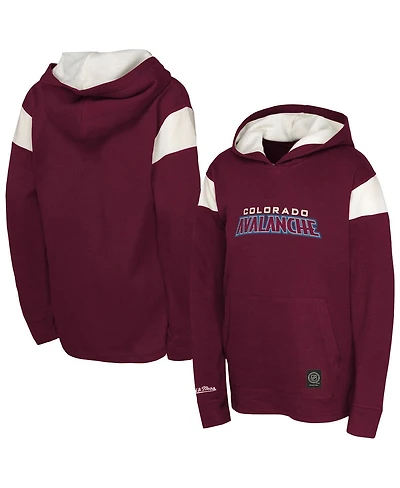 Mitchell & Ness Big Boys and Girls Burgundy Colorado Avalanche Thermal Lightweight Pullover Hoodie