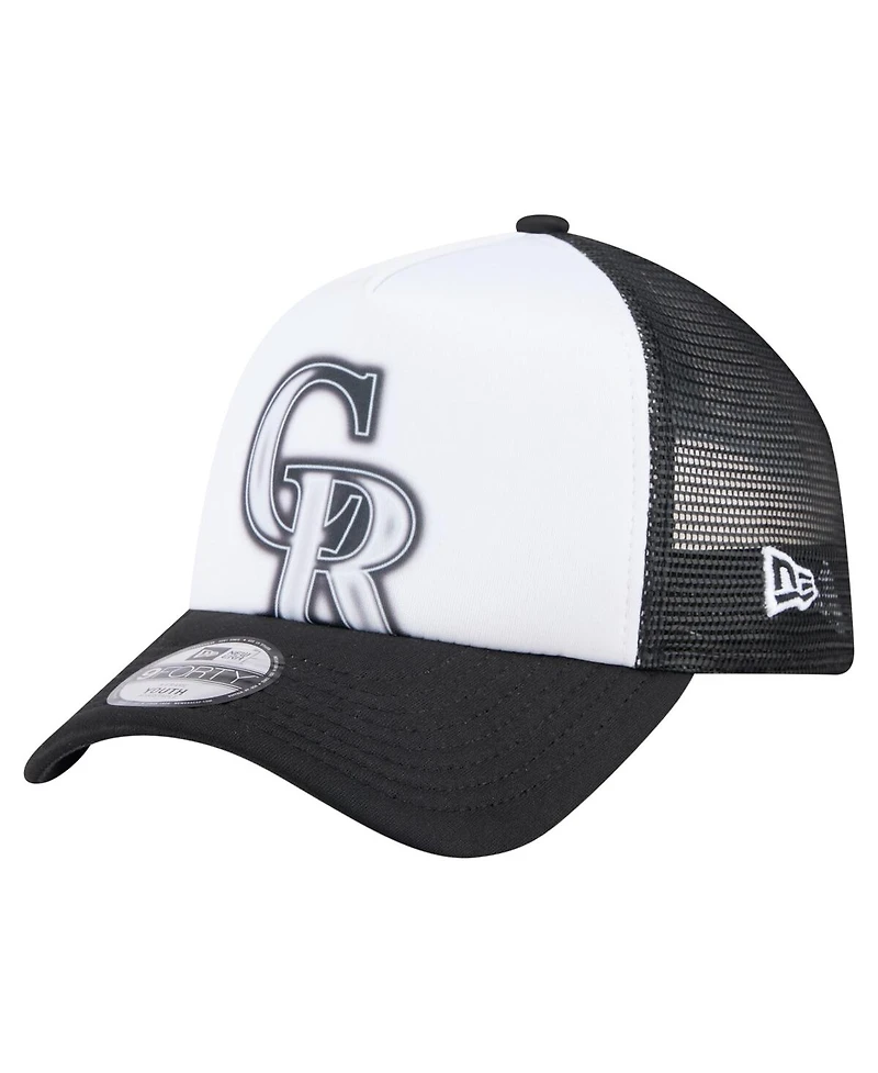 New Era Toddler White/Black Colorado Rockies Painted A-Frame 9FORTY Trucker Adjustable Hat