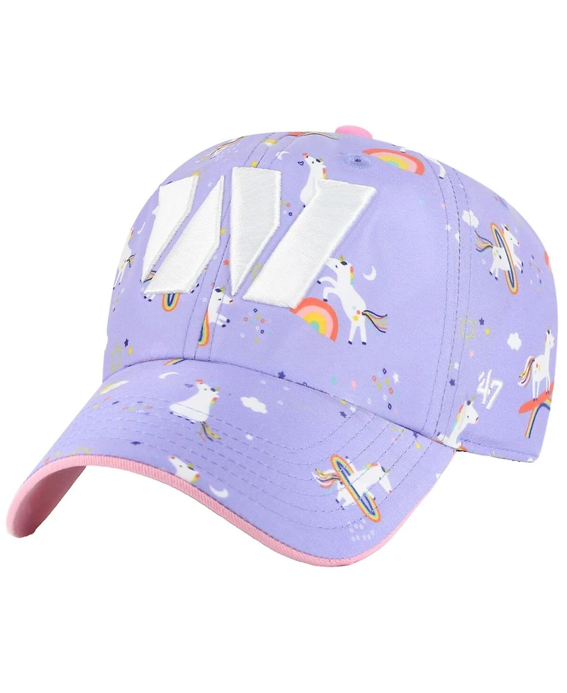 '47 Brand Girls Preschool Lavender Washington Commanders Unicorn Clean Up Adjustable Hat