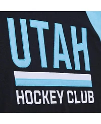 Mitchell & Ness Men's Black/Light Blue Utah Mammoth Legendary Slub Long Sleeve Raglan T-Shirt