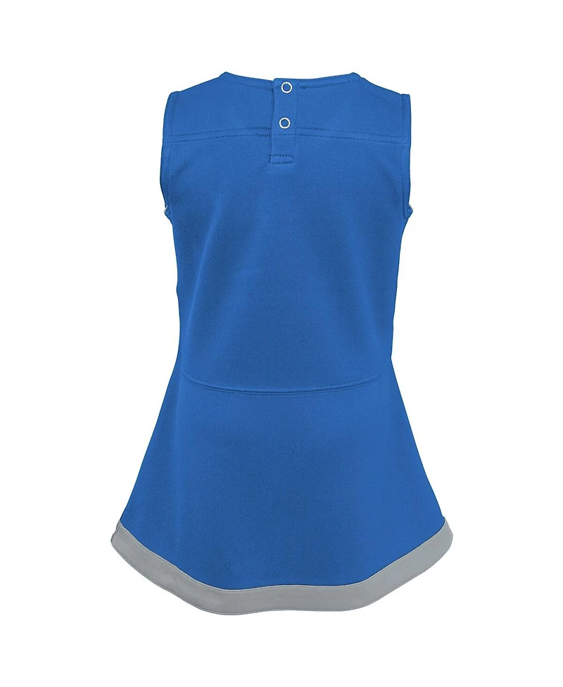 Outerstuff Girls Preschool 2-Piece Blue Detroit Lions Cheer Captain Jumper Dress with Bloomers Set