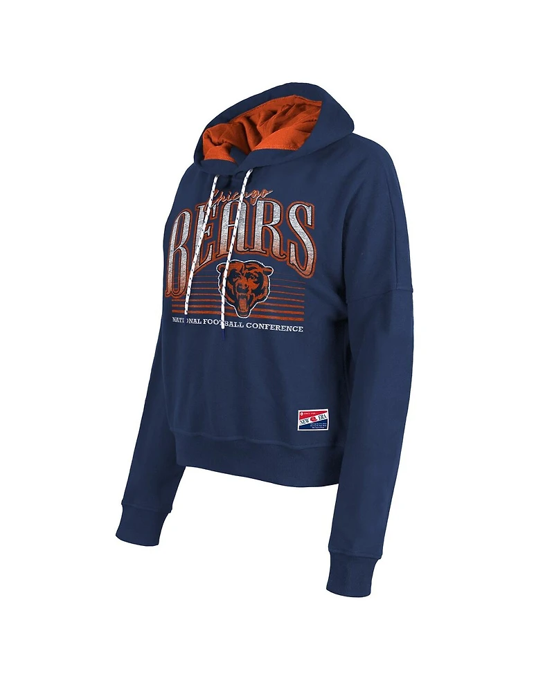 New Era Women's Navy Chicago Bears Boxy Pullover Hoodie