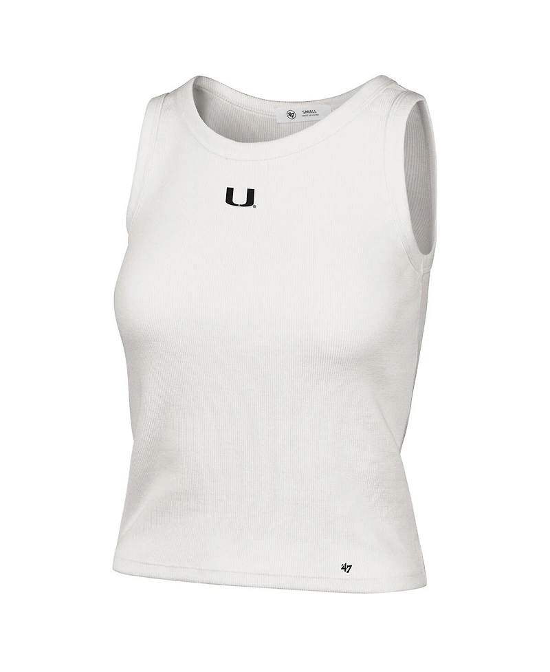 '47 Brand Women's Cream Miami Hurricanes Micro Logo Ribbed Cropped Tank Top