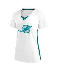 Fanatics Women's White Miami Dolphins Plus Glitter Lace-Up V-Neck T-Shirt