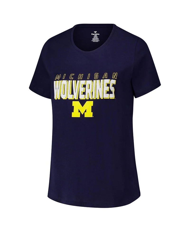 Fanatics Women's Navy Michigan Wolverines Plus Lean Scoop Neck T-Shirt