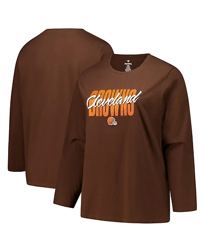 Fanatics Women's Brown Cleveland Browns Long Sleeve Scoop Neck T-Shirt