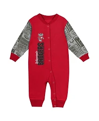 Outerstuff Baby Boys and Girls Red Wisconsin Badgers Playbook Color block Long Sleeve Coveralls