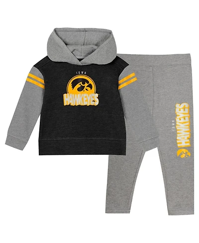 Outerstuff Girls Preschool 2-Piece Black Iowa Hawkeyes Clubhouse Pullover Hoodie and Legging Set