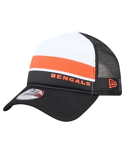 New Era Big Boys and Girls Black Cincinnati Bengals Sport Night Color Block 9FORTY A-Frame Trucker Adjustable Hat