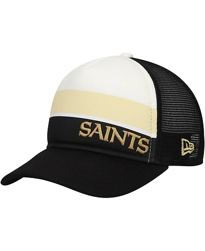 New Era Preschool Black New Orleans Saints Sport Night Color Block 9FORTY A-Frame Trucker Adjustable Hat