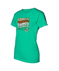 Image One Women's Green Miami Hurricanes Repeat Slogan Boyfriend T-Shirt