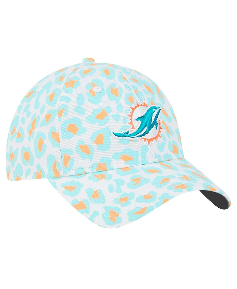 New Era Girls Toddler White Miami Dolphins Active Leopard 9TWENTY Adjustable Hat