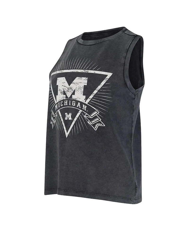 Concepts Sport Women's Charcoal Michigan Wolverines Distressed Market French Terry Tank Top