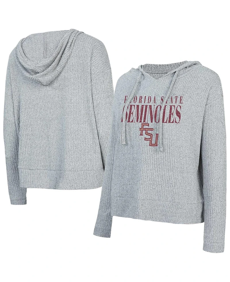 Concepts Sport Women's Heather Gray Florida State Seminoles Juniper Soft Modest Cropped Long Sleeve Hoodie Top