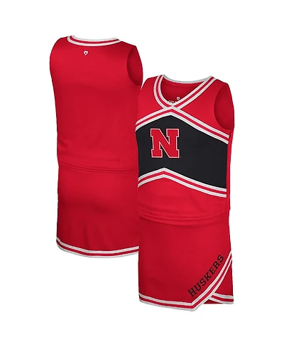 Colosseum Big Girls 2-Piece Scarlet Nebraska Huskers Cheerleader Top and Skirt Set