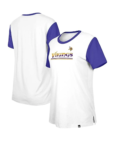 New Era Women's White/Purple Minnesota Vikings Third Down Color lock T-Shirt