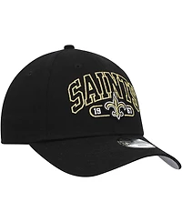 New Era Big Boys and Girls Black New Orleans Saints Outline 9FORTY Adjustable Hat