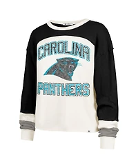 '47 Brand Women's Cream Carolina Panthers Double Header Curve Raglan Long Sleeve Crop Top