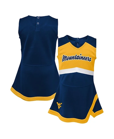 Outerstuff Big Girls Navy West Virginia Mountaineers Cheer Captain Jumper Dress