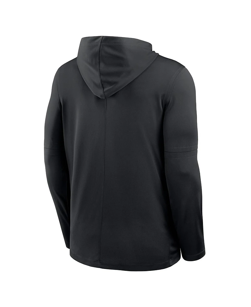Nike Men's Black Tulane Green Wave Sideline Dri-fit Lightweight Hooded Sweatshirt