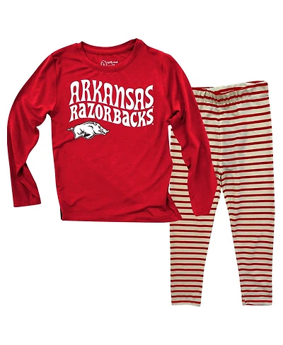 Wes & Willy Baby Boys and Girls Arkansas Razorbacks Long Sleeve Top Striped Tri-Blend Leggings Set