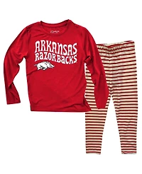 Wes & Willy Baby Boys and Girls Arkansas Razorbacks Long Sleeve Top Striped Tri-Blend Leggings Set