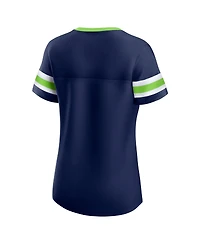 Fanatics Women's College Navy Seattle Seahawks Lace-Up Bling T-Shirt