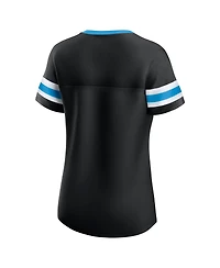Fanatics Women's Black Carolina Panthers Lace-Up Bling T-Shirt