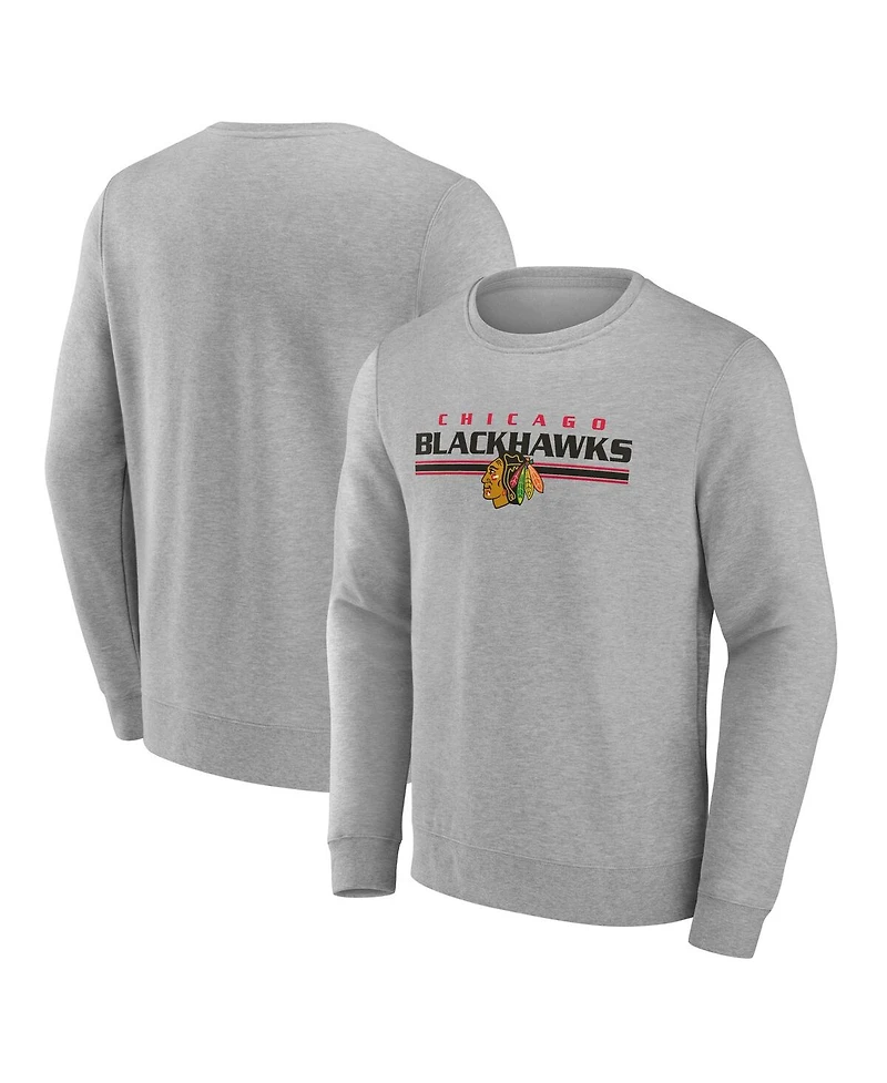 Fanatics Men's Gray Chicago Blackhawks Block Party Fleece Pullover Sweatshirt