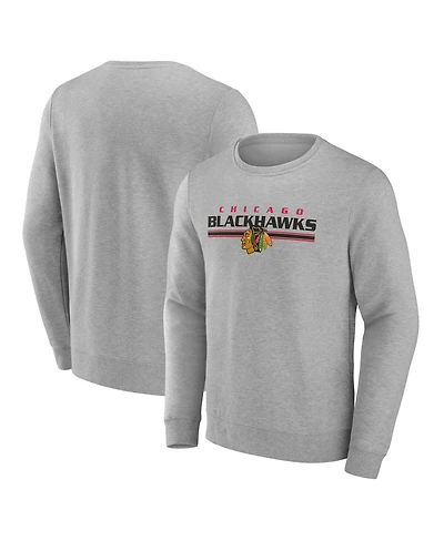 Fanatics Men's Gray Chicago Blackhawks Block Party Fleece Pullover Sweatshirt