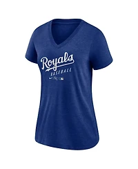 Nike Women's Heather Royal Kansas City Royals Authentic Collection Tri-Blend V-Neck T-Shirt