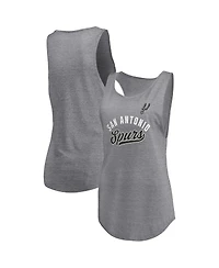 Fanatics Women's Heathered Gray San Antonio Spurs Quality Time Open Scoop Neck Tri-Blend Tank Top