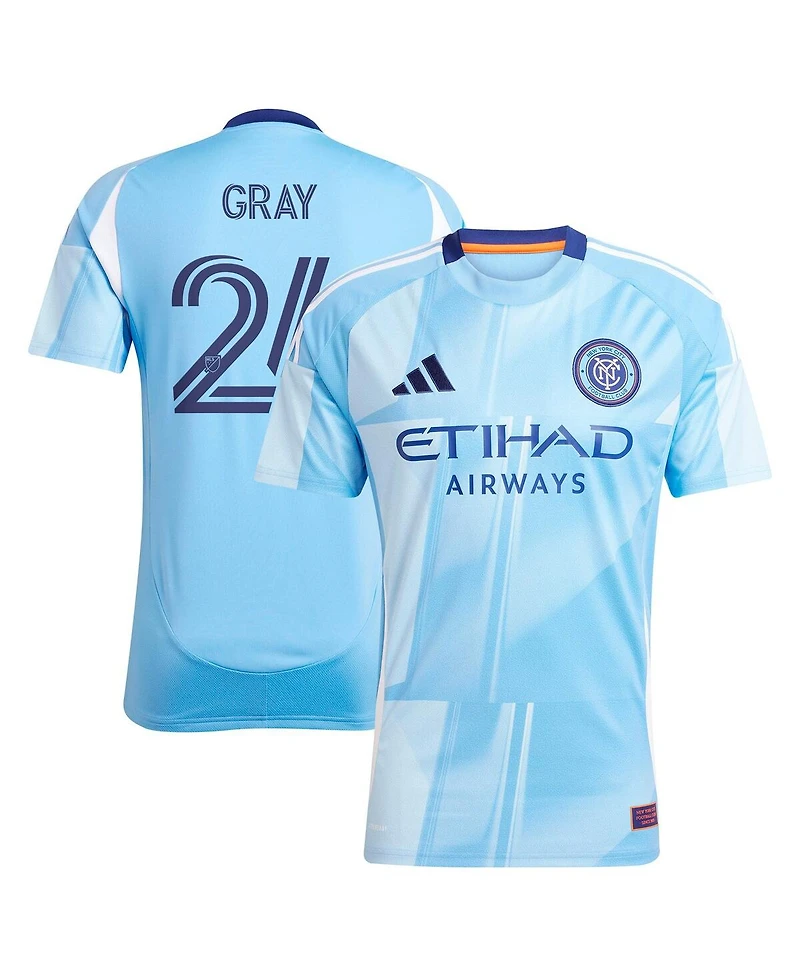 Adidas Men's Tayvon Gray Light Blue New York City Fc 2025 The Excelsior Kit Replica Player Jersey