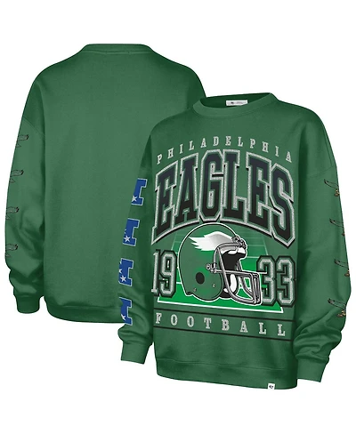 '47 Brand Women's Kelly Green Philadelphia Eagles Go Big Oversized Pullover Sweatshirt
