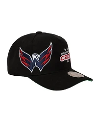 Mitchell & Ness Men's Black Washington Capitals Busted Logo Wordmark Wrap-Around Pro Pinch Adjustable Hat