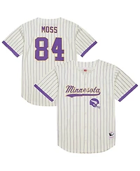 Mitchell & Ness Men's Randy Moss Cream Minnesota Vikings Name Number Mesh Button-Up Baseball Jersey