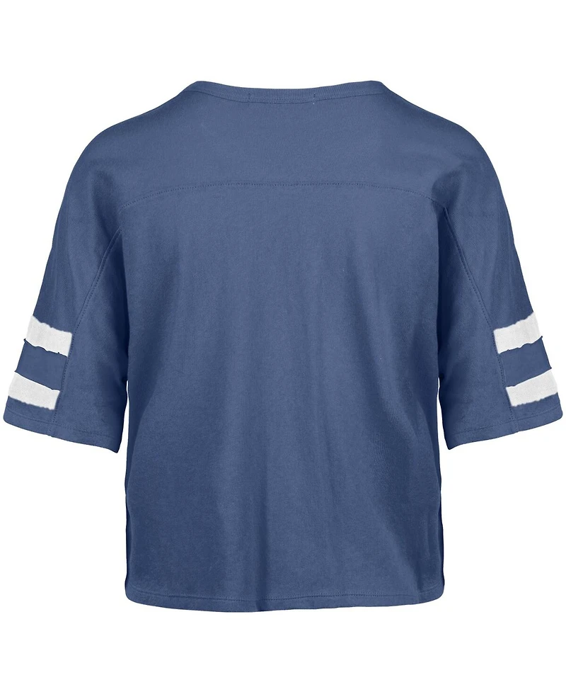 '47 Brand Women's Blue Detroit Lions Premier Scout Cropped V-Neck T-Shirt