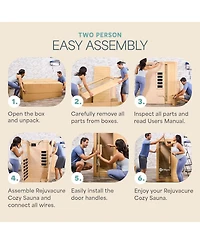 Lifepro RejuvaCure Far Infrared Sauna with Red Light, Bluetooth & Chromotherapy – 1-Person Indoor Home Sauna Box with 7 Carbon Heaters & Canadi