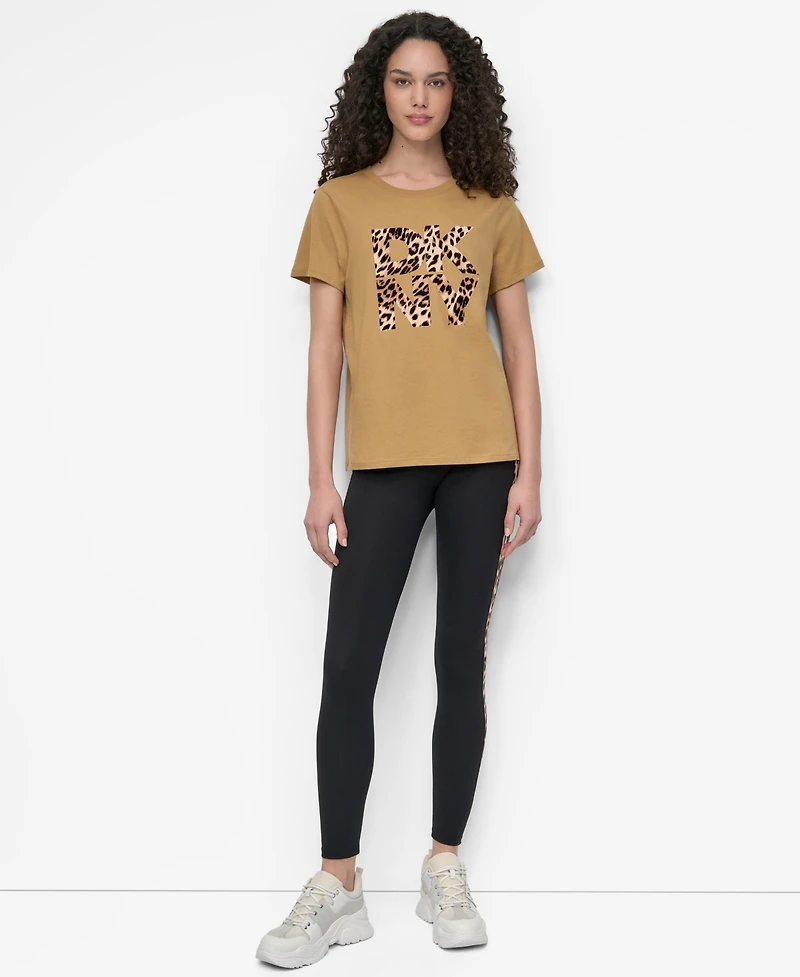 Dkny Women's Stacked Animal Print Crew Neck T-shirt