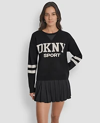 Dkny Women's Varsity Logo Crew Neck Sweater