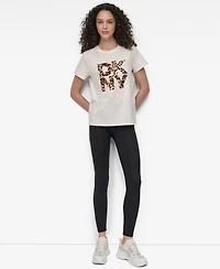 Dkny Women's Stacked Animal Print Crew Neck T-shirt
