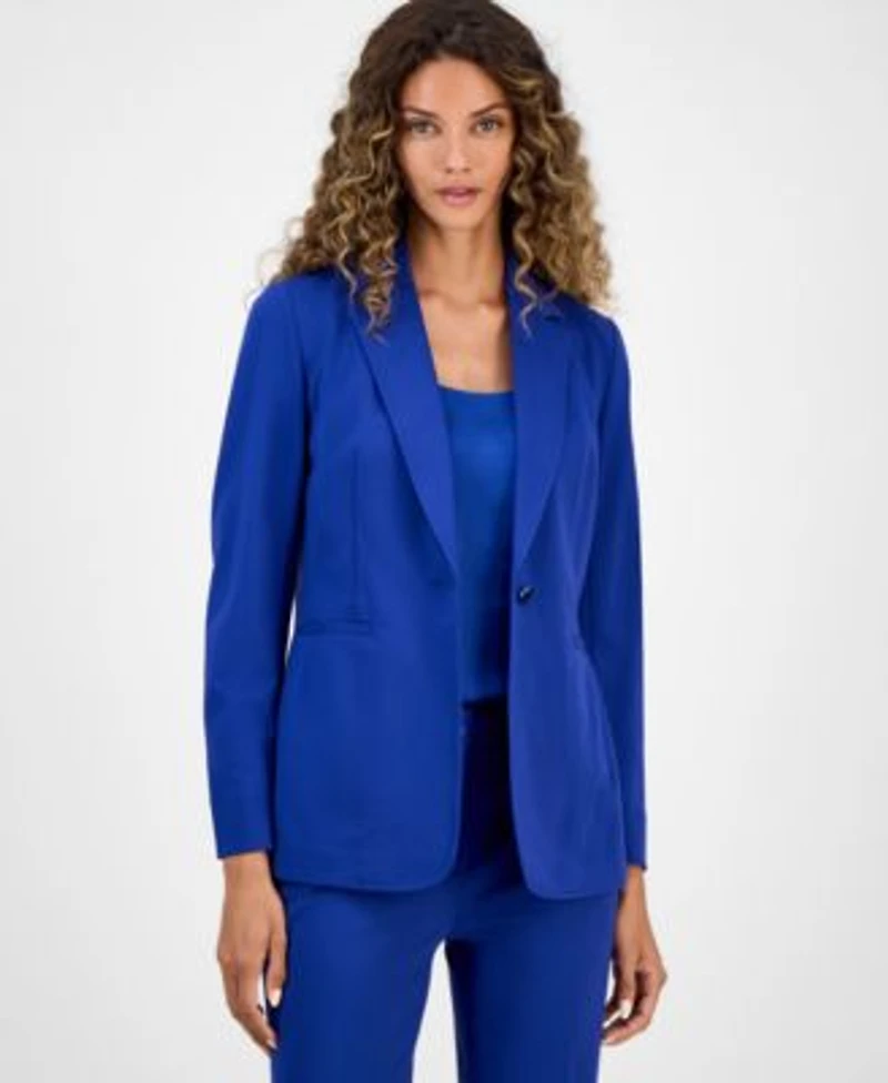 Bar Iii Womens Notch Collar Single Button Blazer Scoop Neck Camisole Compression High Rise Straight Leg Pants Macys Exclusive