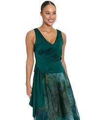 Muse Women's Asymmetrical Pleated V-Neck Top